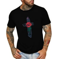 Ljetni modni muškarci T-majice Casual Okrugli grafički odštampani majica kratkih rukava za putni odmor
