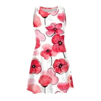 Mini labava haljina za žensko čišćenje cvjetnog mramora print plaža vintage bez rukava ljetni boho okrugli