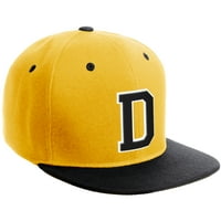Daxton Classic Snapback Hat Custom A do Z Početna varijantna slova, zlatni crni šešir bijelo crno slovo d