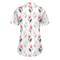 Apepal žene vrhovi tiskani gumb s majicama V-izrez bluza Modna ljetna majica kratkih rukava