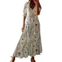 Koaiezne haljine Hlače Žene Nova ženska haljina srednje i duge rukave s resilicama širine boemske print