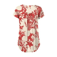 Ženska ljetna bluza Ženska V-izrez kratki rukav dolje Tunic Tops Modni casual plus majica The Tee Crveni