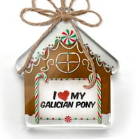 Ornament ispisano jedno oboljeno volim moj galicijski ponija, konjski božićni neonblond