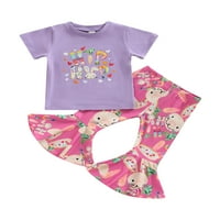Little Girls Proljeće Ljeto odijelo Zeko kratkih rukava Okrugla majica za okrugli vrat + hlače od svjetla