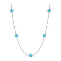 Stvoreno Blue Topaz by Yard ogrlica Carat TGW u 14K bijelo zlato Kompletno dvorište LEN