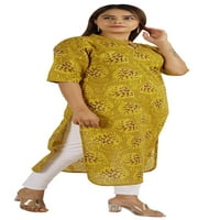 Moomaya etnička štampana pamuk Basic Kurti ravno duga kurta za indijsku žensku bluzu