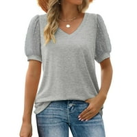 Košulje za žene plus veličine casual solid boja v šifon kratki rukav ležerni ljetni vrhovi za žene plus