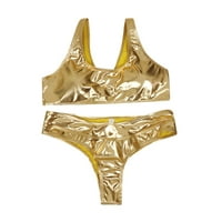 Idoravan ženski Split kupaći kostimi Žene sjajne metalne dvije kupaće kupaće bikini kupaći kostim prsluk