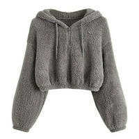 Feesfesfes Women Flannel majica Čvrsta labava pulovica sa dugim rukavima s dugim rukavima kratka pulover