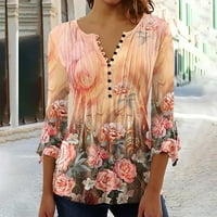 Gotyou ženski vrhovi casual tunika cvjetni ispis V-izrez kratkih rukava majica bluze