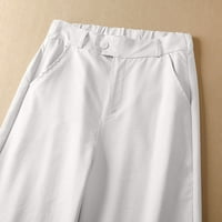 Idoravanske ženske plus veličine hlače za čišćenje ženske modne casual čvrste boje podijeljeno srednje struk bez kaišem elastičnosti široke noge duge pantalone