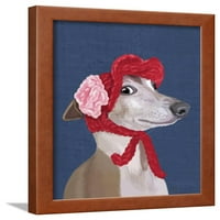 Hrt s crvenim vunenim šeširom, životinje uramljena umjetnost tiskana zidna umjetnost fab funky koja prodaje art.com