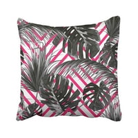 Tropsko cvjetni s palmima od lišća džungle listovni tropski jednobojni crno-bijeli jastučni jastučni