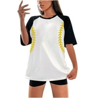 Košulje za žene Modni Ljetni okrugli vrat Boja blokiranih tina Slobodno vrijeme kratki rukav za bejzbol