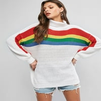 Ženski džemperi Kardigani, Duks ramena duge s trakom za rolni vrat bijeli s
