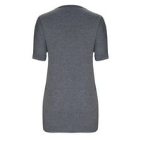 Cacommmark PI Ženski vrhovi za čišćenje ženske eksplozije V-izrezane bluze Ležerne majica kratkih rukava siva