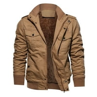 SHPWFBE jakne za muškarce jesen i zimska modna casual pune boje kapuljača debeli patentni patentni patentni zatvarač džep