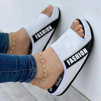 Ljetne tkanine Ravne sandale Ženska moda Casual Comfy Outdoor Peep Toe Pismo Boja blok platforme Papuče