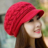 Modne žene Čvrsta boja gužve od vunene pređe pletene šešire na otvorenom na otvorenom