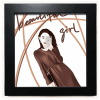 Prekrasna djevojka Slika umjetnička dizajna ilustracija crnog kvadratnog okvira Zidna stolna stola