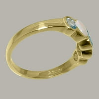 Britanci napravio 9k žuto zlato prirodni plavi Topaz i Opal Ženski zaručni prsten - Opcije veličine