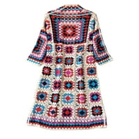 Biayxms ženski kukičani cvjetni kardigan casual dugih rukava otvoreni džemper boemijski kaput za odjeću