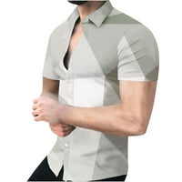 Aufmer Ljetne košulje za muškarce Loungeward Male Geometrija kratki rukav stand-up košulja na plaži