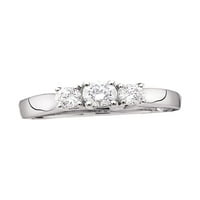 Dijamantna princeza 14kt Bijela zlatna okrugla Diamond 3-kameni svadbeni vjenčani prsten za vjenčanje CTTW