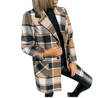 Symoidni ženski kaputi i jakne - modni casual dugih rukava plišani jedno-grudni dugi kaput vrhovi bluza kapi s