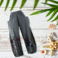 GUBOTARE radne pantalone za žene plus veličine Ženski proganjeni struk Boho Flowy Yoga harem hlače hipi