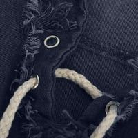 Puntoco muns klirens, muške vrhove Vintage tiskana majica Casual kratki rukav traper kravata Bluza tamnoplava