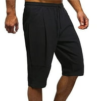 Safuny muške pamučne posteljine jogger kratke hlače sa džepom Ljeto uklapanje čišćenja učvršćena elastična