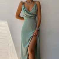 Ljetne haljine za žene bez rukava čvrstog V-izrez cvjetnog ispisa bez leđa Split Party Party Maxi haljina