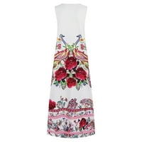 CACOMMARK PI Plus Veličina ljetne haljine Ženska casual duga haljina sa prugastom cvjetnim printom maxi