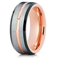 Rose Gold Tungsten Carbide Vjenčani prsten Srebrni četkani završni obrazac Bevered ivice Unise Band
