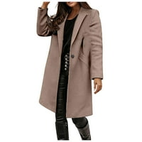 Clearsance Tofotl Ženska modna labava Ležerna jesen i zimska gumba Solid Color Tweed Jacket