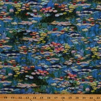 Pamuk Claude Monet vodeni ljiljani Ribnjak Slikarstvo Umjetnik Multicolor pamuk Tkanina Print by Yard