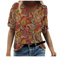 Žene plus veličine vrhova grafičkih otiska modna bluza s kratkim rukavima Ljetne ženske majice l