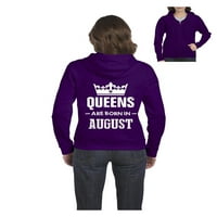 Ženska dukserica pulover punog zip - rođendanski poklon kraljice rođeni su u kolovozu
