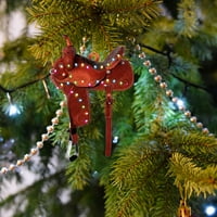 Wendunide Domaći dekor Prilagođeni logo Kožni jahanje Večevi zapadnih sedla Božićno drvsko plahte Ornament