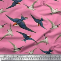 Soimoi Gold pamučna pamučna tkanina Flying Woodpecker Bird Tkanina od dvorišta široka