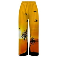 FopP Prodavač Muška modna labava ležerna tiskana širine džepne pantalone za širok noge Yellow XXXL