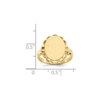 Čvrsta 14k žuto zlato 14.0x Otvoreni zadnje gravični monogram Signet Ring Band 6