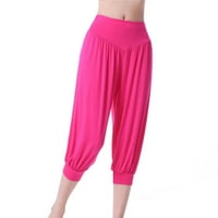 Zkozptok Ženske joge hlače Labavi visoki struk širok nogu vježbati gamaše casual joga teretane hlače, vruće ružičaste, l