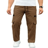 Colisha muške hlače nacrtavanje dna teretnih džepnih pantalona Ležerne prilike elastični struk smeđi