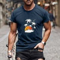 Majica za muškarce 3D kokosova stabla Print ljeto Plažni bluze Tees kratki rukav Crew vrat na vrhu Havajske majice mornarice plava l