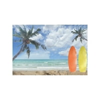 Vintage Ljeto more i surfanje na tropskoj plaži Placemats Stolni prostirke za trpezariju Kuhinjski stol Dekoracija, set od 6