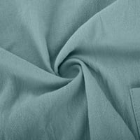 Dianli Casual pamuk posteljina širok kratki rukav V izrez s pune haljine za žene tanki struk sa džepom