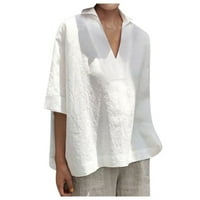 Košulje za žene casual vrhovi kratki rukav V izrez labavi pamučni bluza TEE majica