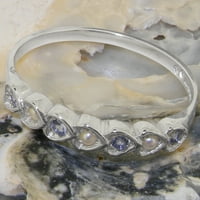 British napravio 10K bijelog zlatnog kulturnog bisera i tanzanita Ženski večni prsten - Opcije veličine